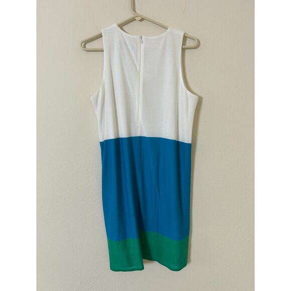 Misook Dress Women's M  Colorblock‎ Sleeveless Sheath Dress Tank knit blue green - Picture 2 of 11